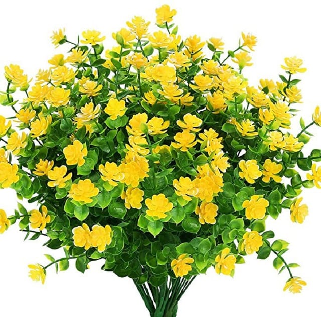 Künstlicher Blumenstrauß Aus Kunststoff Für Draußen, Hängepflanzen Für Drinnen Und Draußen, Dekoration Für Zuhause, Büro, Hochzeit, Bauernhaus, 8 Stück, Gelb