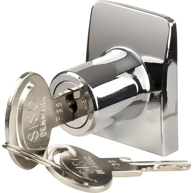 Siso Glastürschloss U-SEE SQUARE zum Kleben für Einzeltüren, Chrom poliert gleichschließend D20