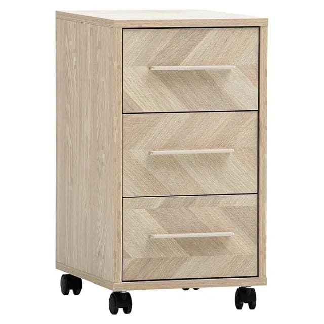 Schildmeyer Arezzo Rollcontainer (L x B x H: 39,1 x 32,6 x 59,7 cm, Eiche/Fischgräten, Anzahl Schubladen: 3 Stk.)