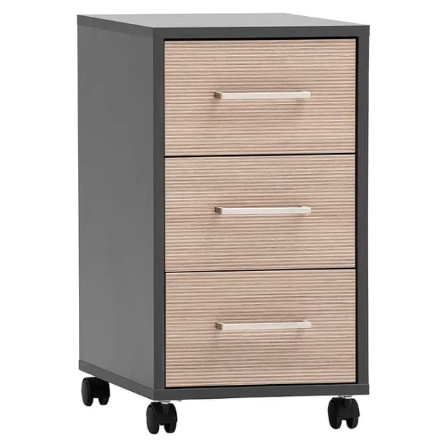Schildmeyer Metz Rollcontainer (L x B x H: 39,1 x 32,6 x 59,7 cm, Anthrazit/Canello, Anzahl Schubladen: 3 Stk.)