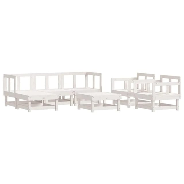 vidaXL 7-Tlg Garten-Lounge-Set Weiß Massivholz Kiefer 3186215