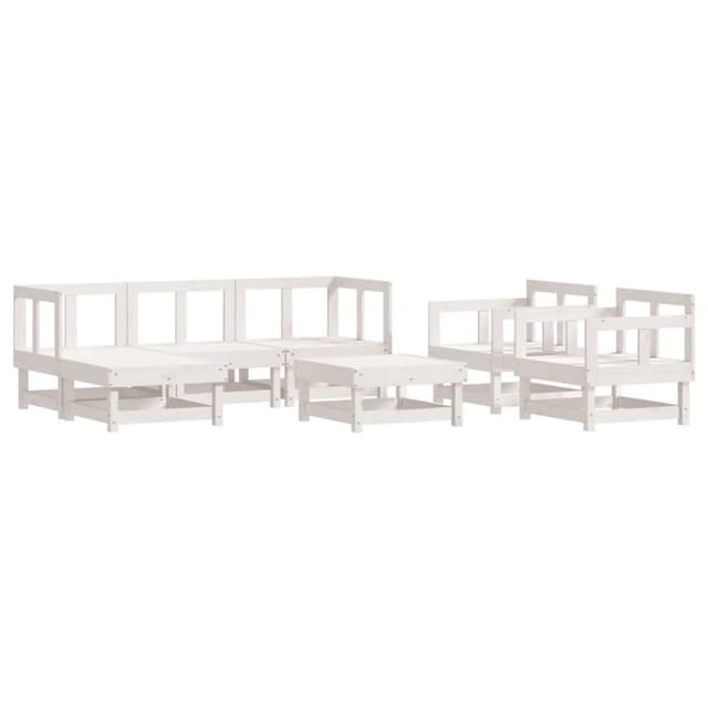 vidaXL 7-Tlg Garten-Lounge-Set Weiß Massivholz Kiefer 3186208