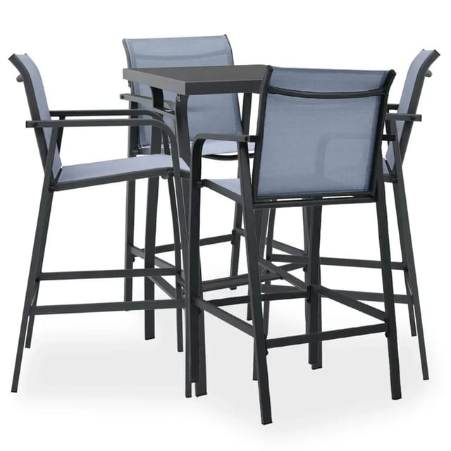 vidaXL 5-Tlg Gartenbar-Set Schwarz und Grau 3073575