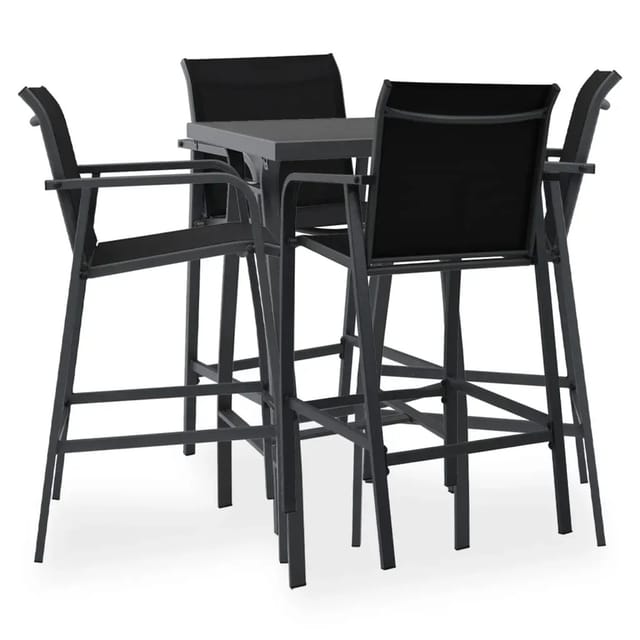 vidaXL 5-Tlg Gartenbar-Set Schwarz 3073574