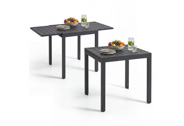 tectake Gartentisch Aluminium-Gartentisch (1-St), für 4–6 Personen, ausziehbar