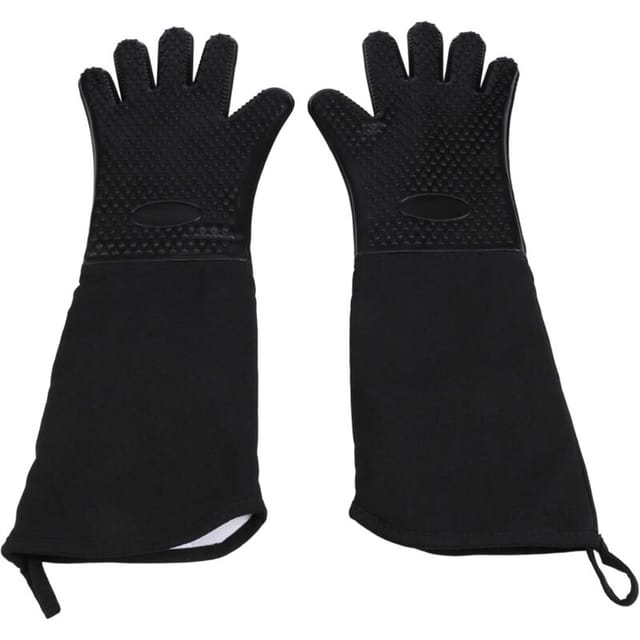 Extra Lange, Professionelle Silikon-ofenhandschuhe, Hitzebeständig, Baumwollfutter, Schwarz – 2er-pack