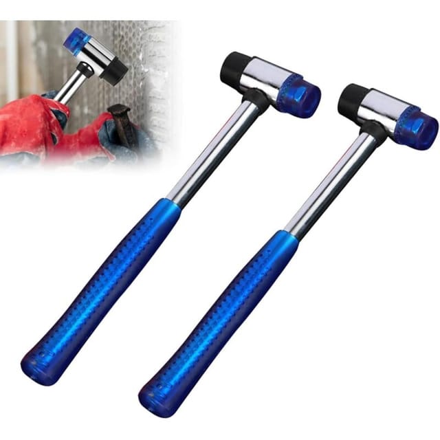 Ölbeständige Gummihämmer – 2er-set, Doppelköpfig, 24 Cm, Blau, Für Innendekoration Und Eventzelte