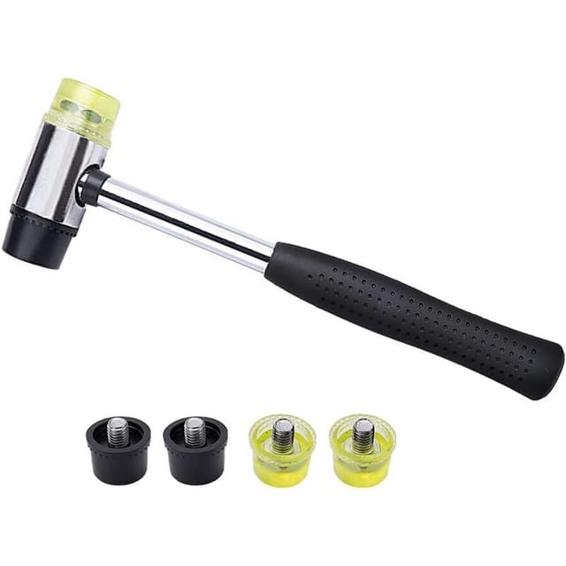25-mm-doppelhammer Aus Gummi, Austauschbarer Kopf, 4 Gummi-/nylonspitzen Für Holz, Leder Und Bastelarbeiten