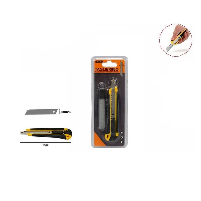 Trade Shop Traesio - Trade Shop - Cutter Cutter Mit Lock Lock Blade Guide 9mm Rutschfester Gummigriff 71073 -
