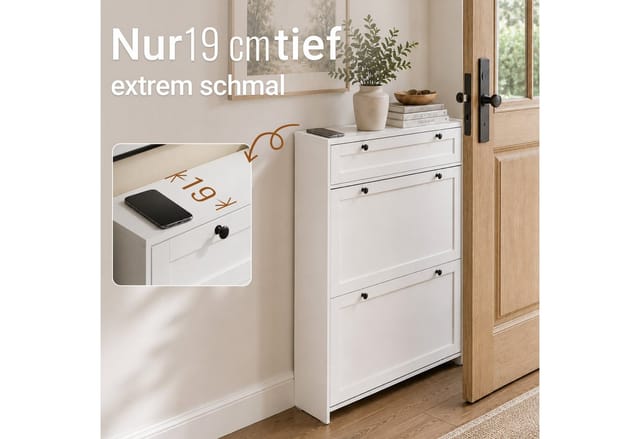 SoBuy Schuhschrank mit 1 Schublade Weiß Modern