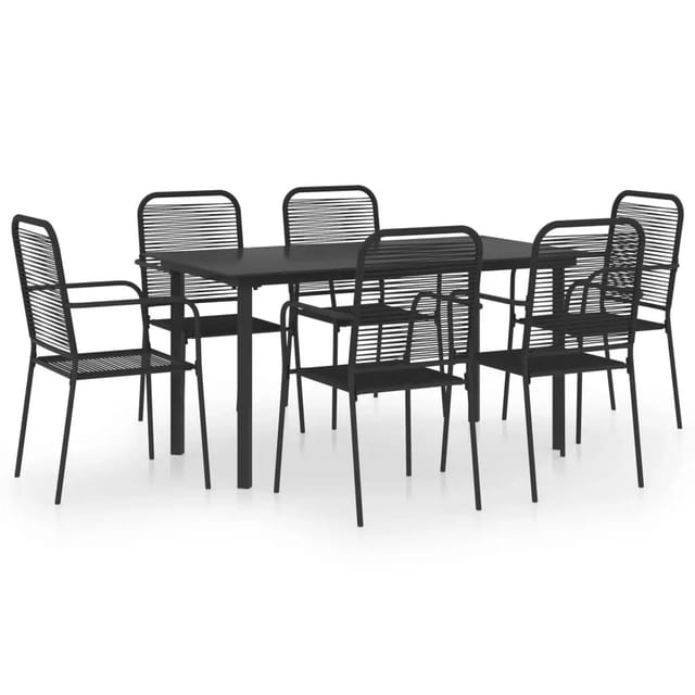 vidaXL 7-Tlg Garten-Essgruppe Schwarz Glas und Stahl 3060210