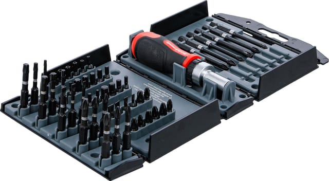 BGS TECHNIC Torsions-Bit-Satz, 90106, mit Ratschengriff, 52-teilig