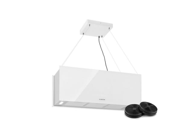 Kronleuchter XL Inselabzugshaube 90cm Umluft 590m³/h LED Touch weiß Weiß