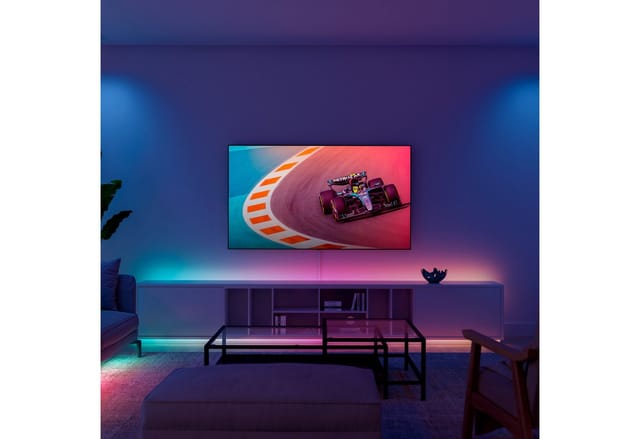Philips Hue LED-Streifen Essential Gradient LED-Streifen RGBIC farbfähig, lebendige Farben, flexible Innenbeleuchtung, komp. mit gängigen Smart-Home-Assistenten