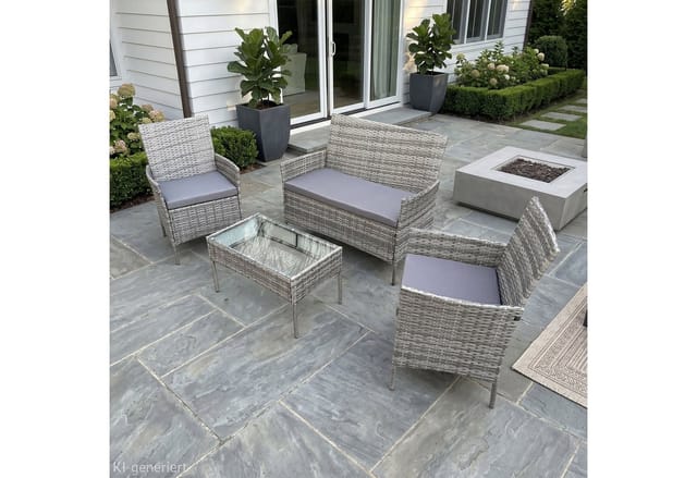 SVITA Sitzgruppe BROOKLYN, (Set, 4-tlg., Gartenlounge), Gartenmöbel Set, Sitzgruppe, Polyrattan