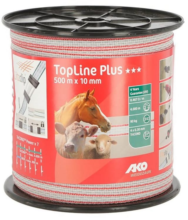 Kerbl Weidenzaun Kerbl TopLine Plus Weidezaunband, weiß/rot, Länge 500 m, 4491505