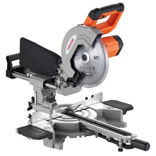 VEVOR Kapp- & Gehrungssäge mit Zugfunktion, 254 mm Sägeblatt, 1800 W, Einstellbare Winkel & Schnitttiefe, Aluminiumguss-Sockel, Kompakt & Tragbar zum Schneiden von Holz, Metallen & Laminaten