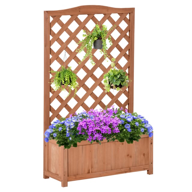 Pflanzkasten Mit Rankgitter – Maße 70 X 28 X 117 Cm (l X B X H) – Lattenrost – Vorgeöltes Tannenholz