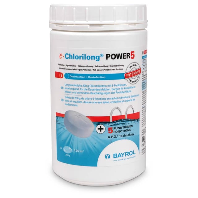 E-chlorilong® Power 5 - 200 G Chlortabletten Mit 5 Funktionen 1,0 Kg - Bayrol
