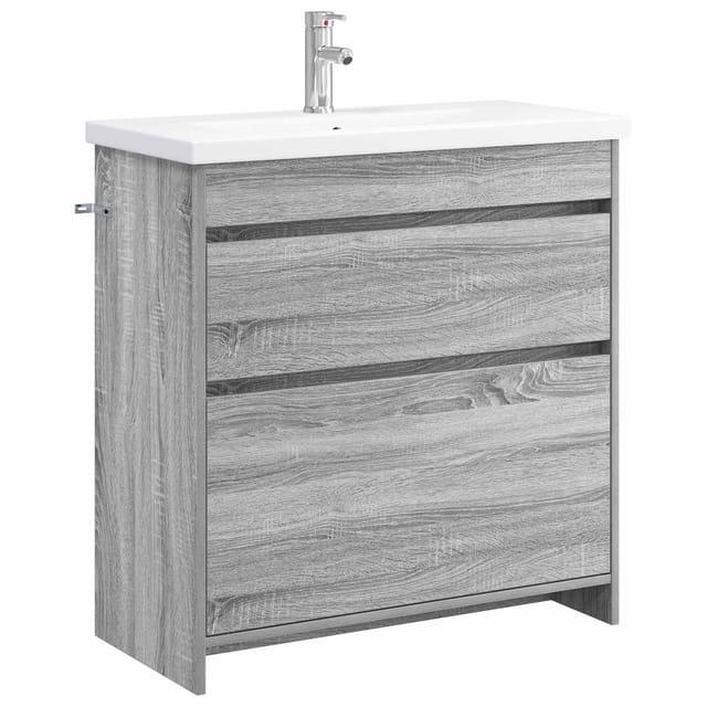 Badezimmermöbel-set Grau Sonoma 81 X 40 X 84,5 Cm Holzwerkstoff Vidaxl