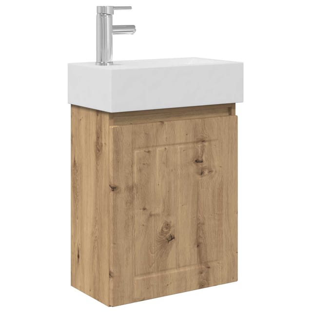 Vidaxl Bathroom Vanity Unit With Tap Artisan Oak 45.5 X 25.5 X 84 Cm