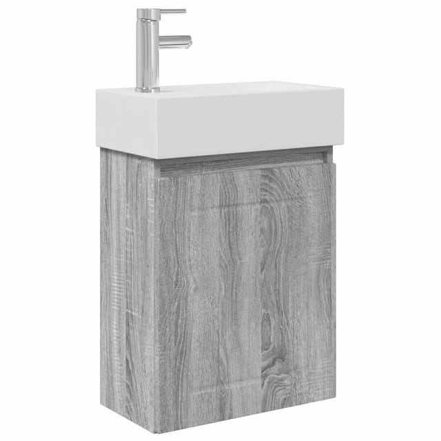 Vidaxl Bathroom Vanity Unit With Tap Grey Sonoma 45.5 X 25.5 X 84 Cm