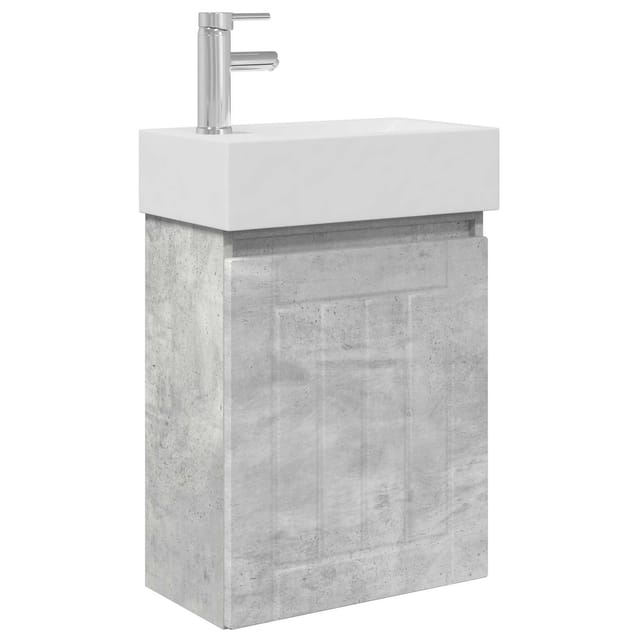 Vidaxl Bathroom Vanity Unit With Tap Concrete Grey 45.5 X 25.5 X 84 Cm
