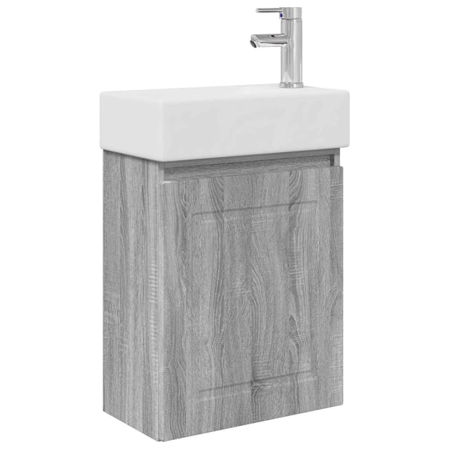 Vidaxl Bathroom Vanity Unit With Tap Grey Sonoma 45.5 X 22.5 X 84 Cm