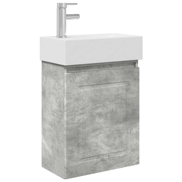 Vidaxl Bathroom Vanity Unit With Tap Concrete Grey 45.5 X 22.5 X 84 Cm