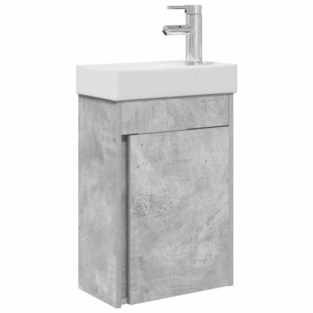 Vidaxl Bathroom Vanity Unit With Tap Concrete Grey 40.5 X 22.5 X 62 Cm