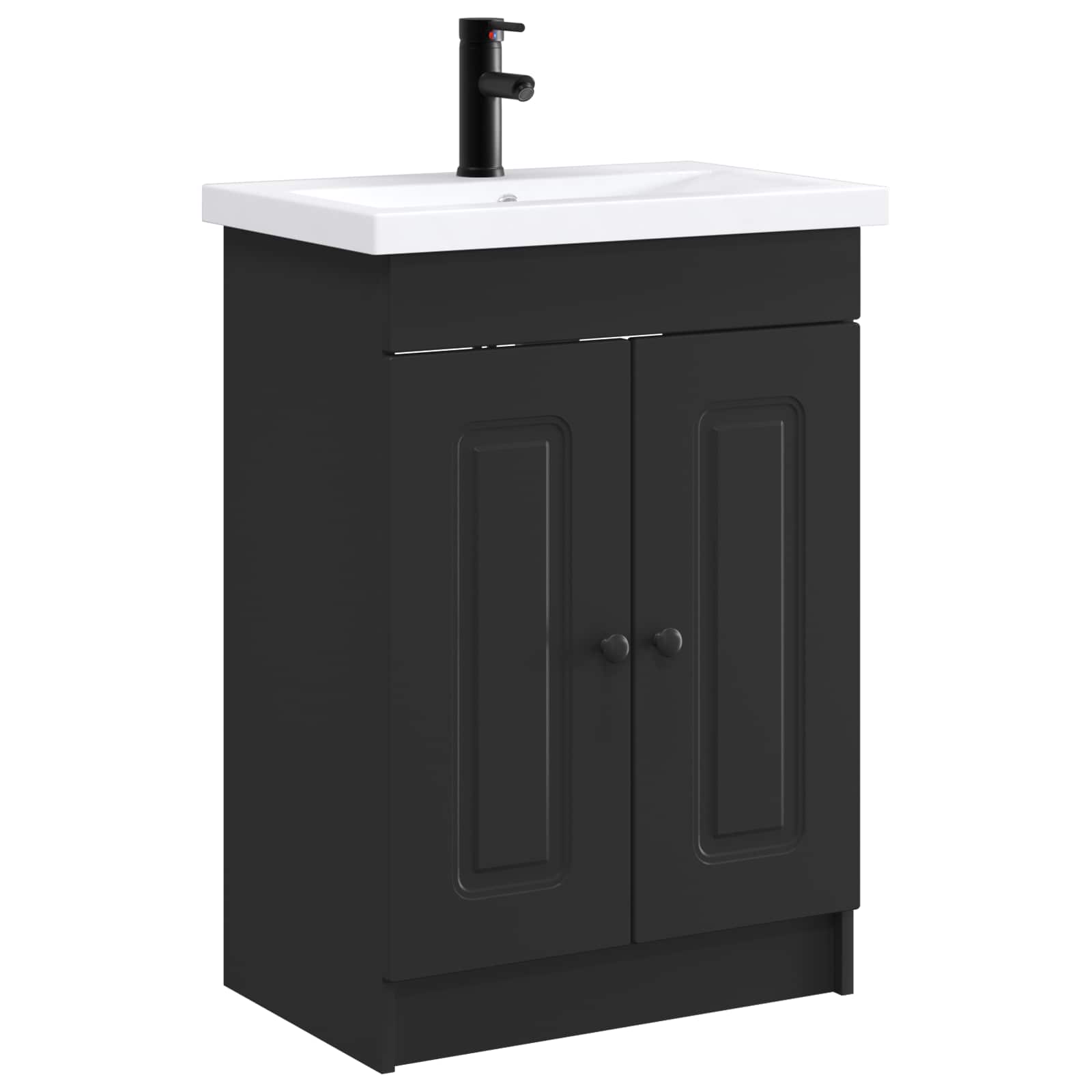 Badezimmermöbel-set Schwarz 56 X 37,5 X 81 Cm Holzwerkstoff Vidaxl
