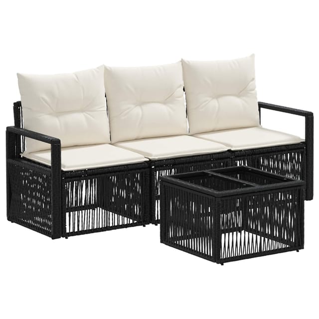 Vidaxl Garden Sofa Set 4 Pcs Black Poly Rattan