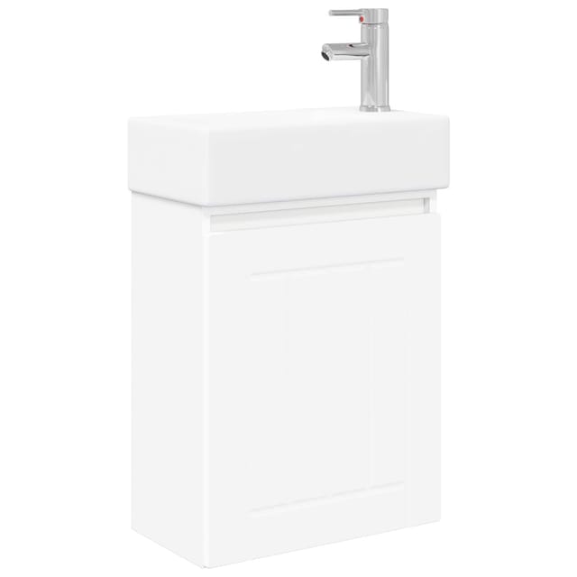 Vidaxl Bathroom Vanity Unit With Tap White 45.5 X 25.5 X 84 Cm