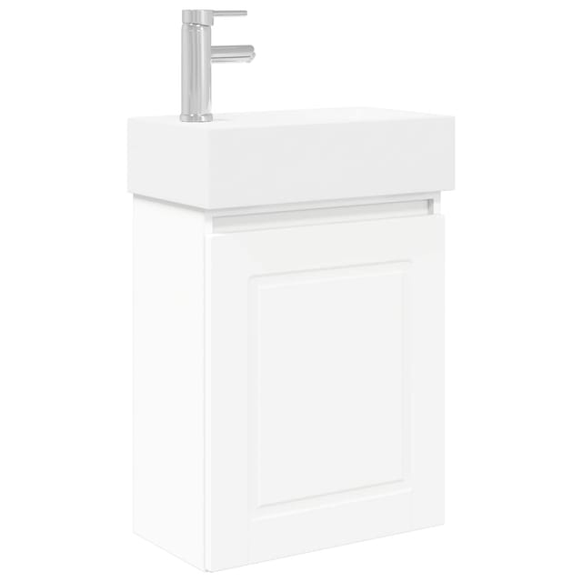 Vidaxl Bathroom Vanity Unit With Tap White 45.5 X 22.5 X 84 Cm