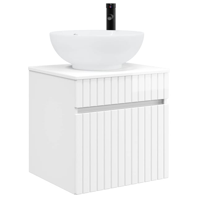 Vidaxl Wall-mounted Sink Vanity High Gloss White 49 X 44.5 X 66.5 Cm