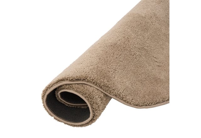 Pergamon Luxus Super Soft Hochflor Teppich Silky Rund Taupe 160x160cm
