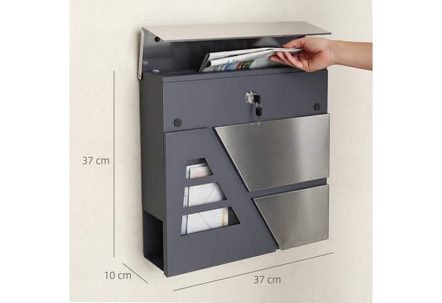 HOMCOM Briefkasten Moderner Postkasten (Packung, 1-St., Wandbriefkasten mit Zeitungsfach), inkl. 2 Schlüssel
