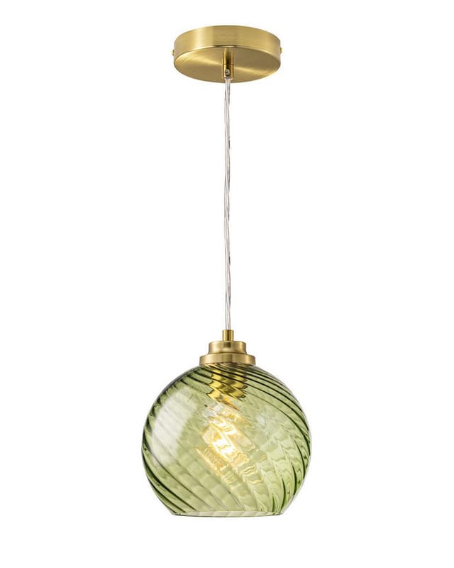 EDISHINE Pendelleuchte D20×H18cm, Hängelampe Wellenglas, Höhenverstellbar, E27, 6W LED 2700K, Hängeleuchte