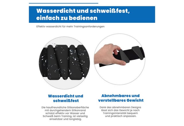 Refined Living Gewichtsmanschette 2er Fußgewichte Gewichtsmanschetten fuß 0.9 KG Handgelenk & Knöchel, (Silikon Ankle Weights Knöchelgewichte Fussgewichte für Cardio Aerobic, Verstellbare Bein & Armgewichte für Gehen, Laufen, Yoga, Pilates), für Frauen und Männer Workouts Perfekt für Joggen, Krafttraining