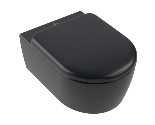 Villeroy & Boch Skyla - Hängende Toilette Mit Sitz Softclosing, Twistflush, Directflush, Ceramicplus, Pure Black 5656clr7