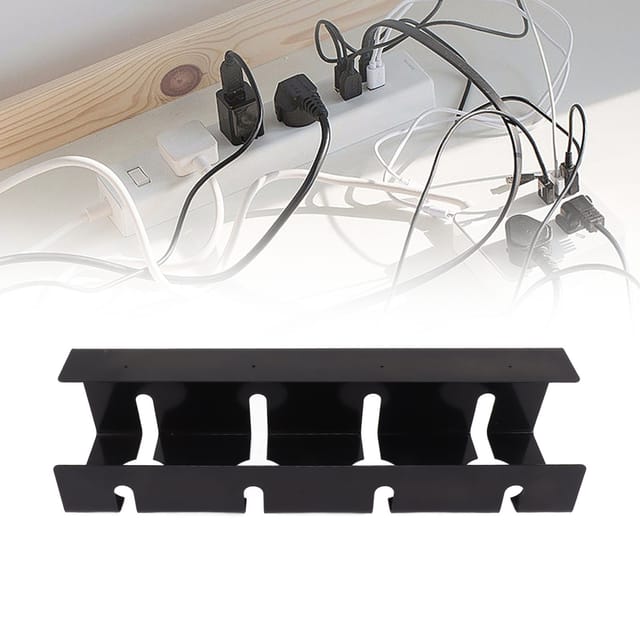 Kabelorganizer Für Unter Den Schreibtisch [pro Cable Organizer] 40 Cm Stahlwanne, Schwarz – 1 Wanne + 4 Schrauben + 2 Klebestreifen Für Schreibtisch/tisch