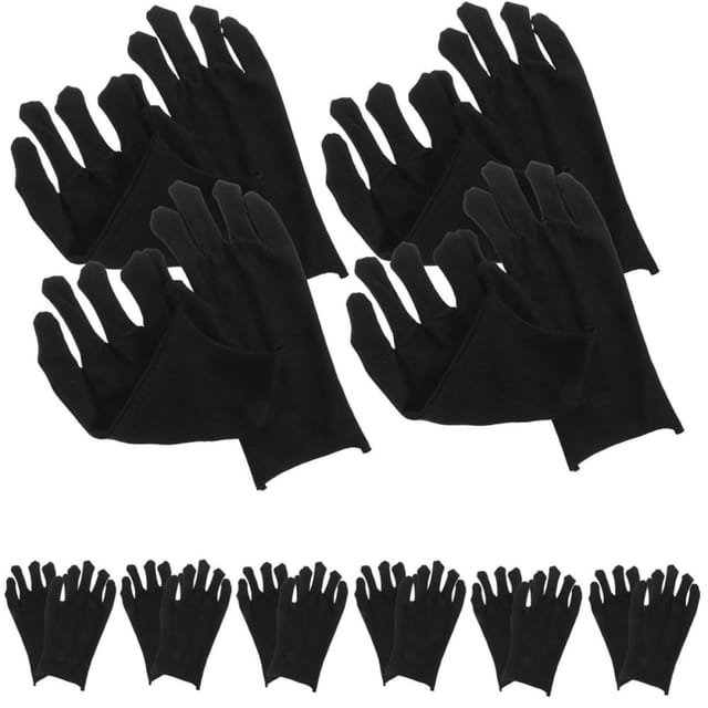 Schwarze Arbeitshandschuhe Aus Baumwollstoff Mit Flexiblem