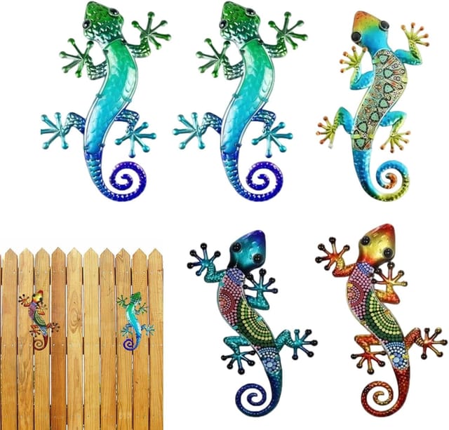 Outdoor Gecko Wanddeko 5 Stück Flache Tierfiguren