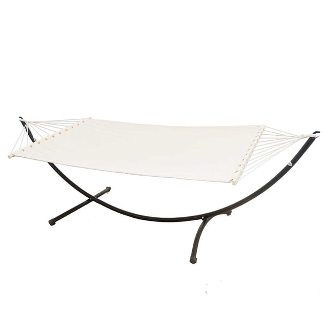 AMANKA Doppel-Hängematte mit Gestell bis 120 kg 200 x 120 cm Beige