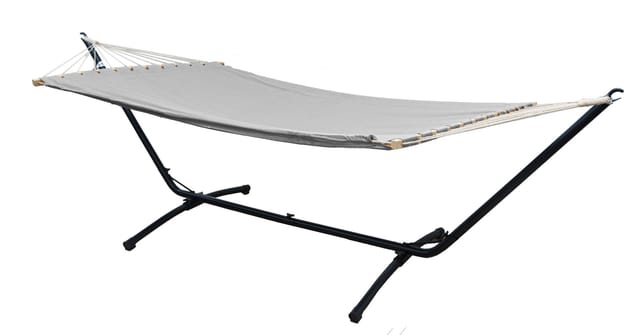 AMANKA Hängematte Grau 200 x 120 cm mit Schwarzem Gestell 310 cm