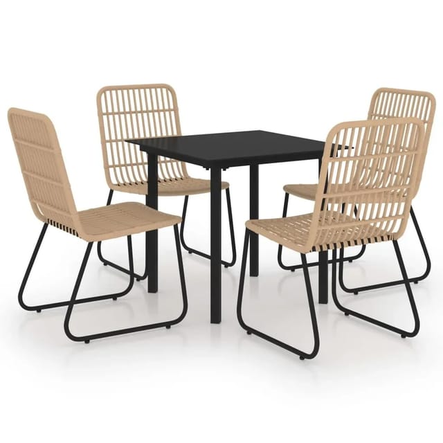 vidaXL 5-Tlg Garten-Essgruppe Poly Rattan und Glas 3060238