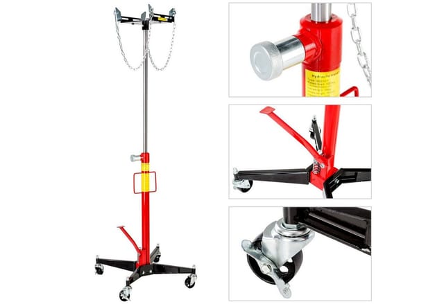 tectake® Getriebeheber, Belastbarkeit 500 kg, flexible Breiteneinstellung, Standfestes Fußkreuz mit 4 Lenkrollen