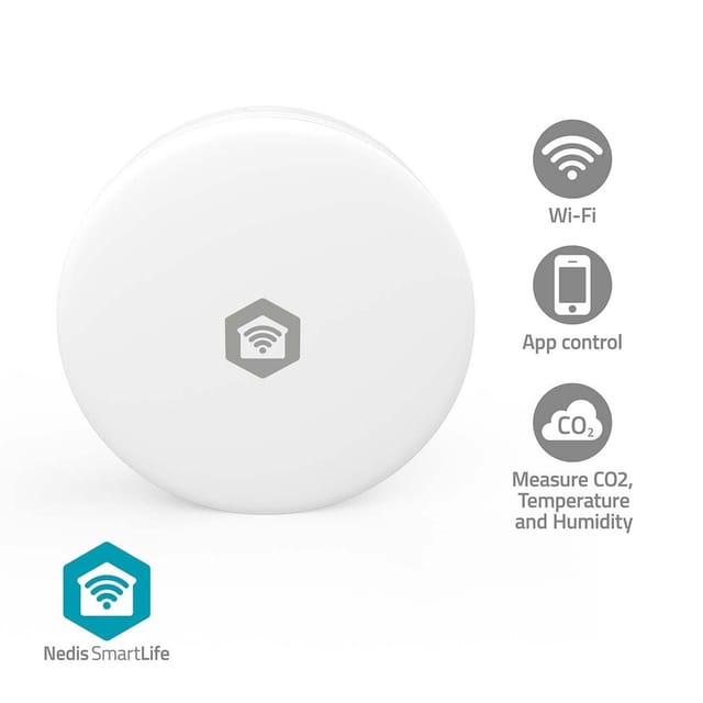 Nedis SmartLife Air Quality Monitor Wi-Fi Humidity / Carbon Dioxide (CO2) White