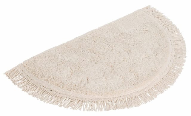 OTTO home Badematte Finca, Badvorleger, Badezimmer Teppich, Höhe 16 mm, rutschhemmend beschichtet, strapazierfähig, fußbodenheizungsgeeignet, Baumwolle (Bio-Baumwolle), halbrund, Fransen, Boho, Badteppich, Bio-Baumwolle, auch als 3 teiliges Set