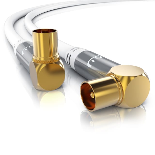 Primewire TV-Kabel, Koax, RF, IEC (1500 cm), HDTV Antennenkabel 90° gewinkelt, 4fach Schirmung, 75Ohm, 120dB - 15m